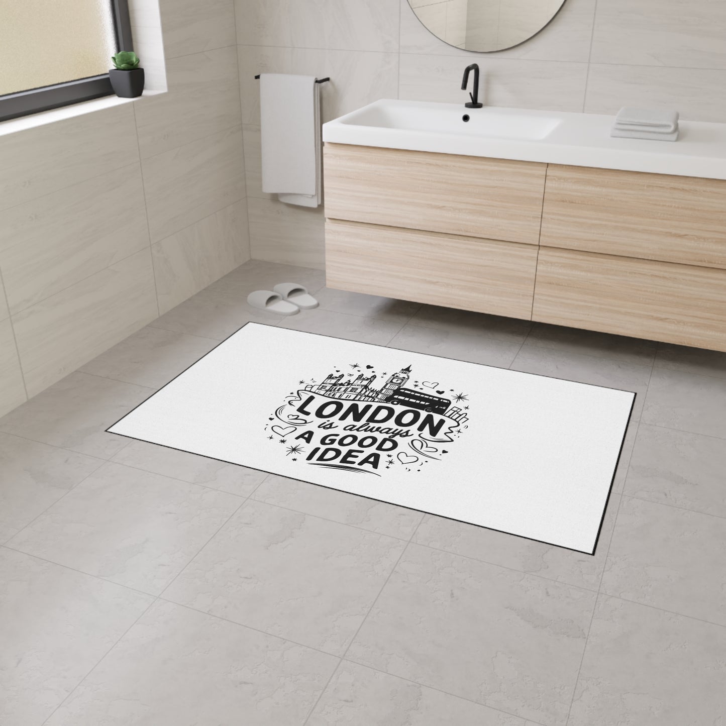London-Inspired Floor Mat, Welcome Mat, Home Decor, Gift for Travelers, London Themed Entryway Mat