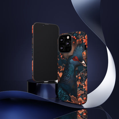 Vibrant Phone Case with Floral Peacock Design - Tough Cases, Artistic Phone Cover, Unique Gift for Nature Lovers, Stand Out Tech Accessory
