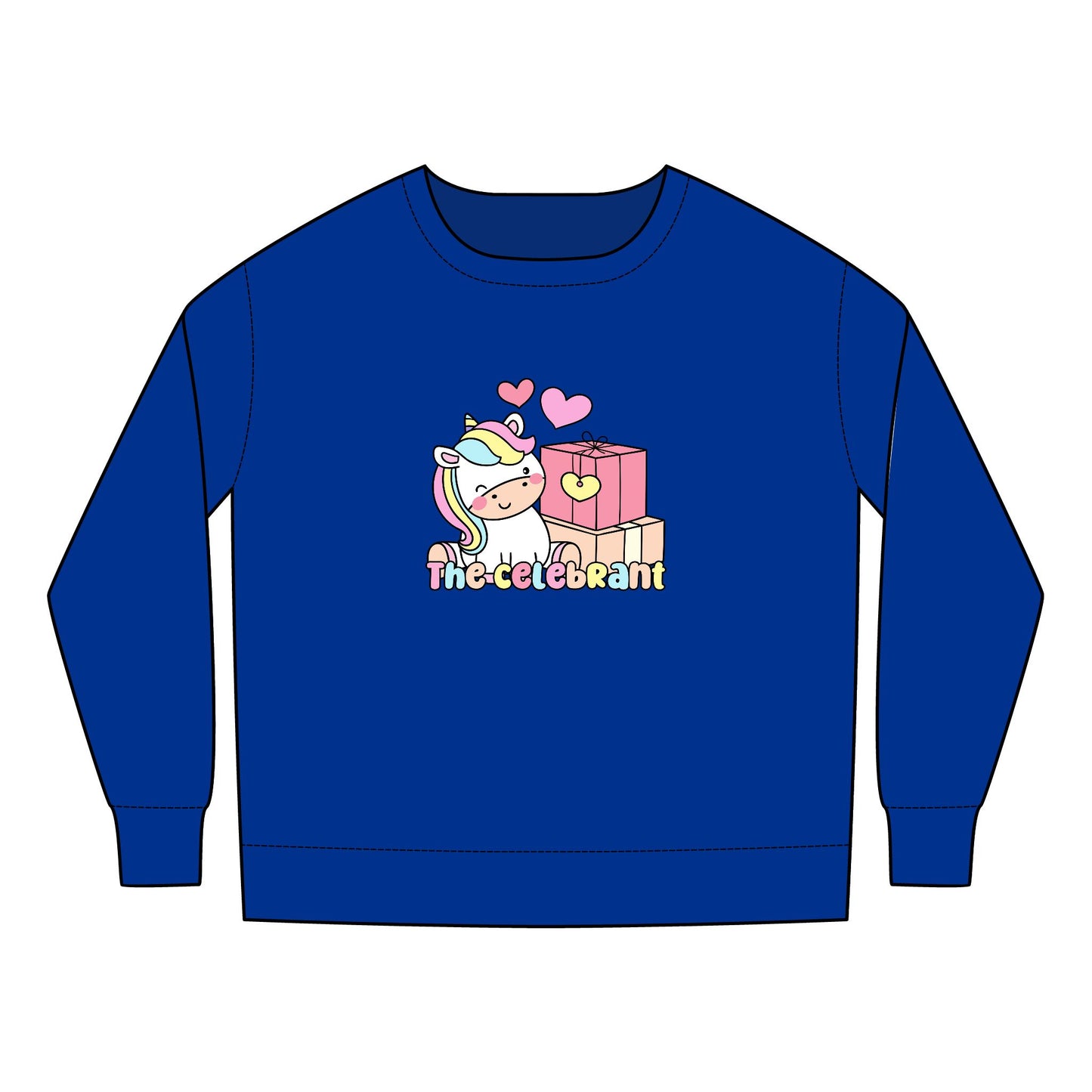 Toddler Sweatshirt with Hearts and Gifts - Birthday Girl Clipart with Wild Animal Print
