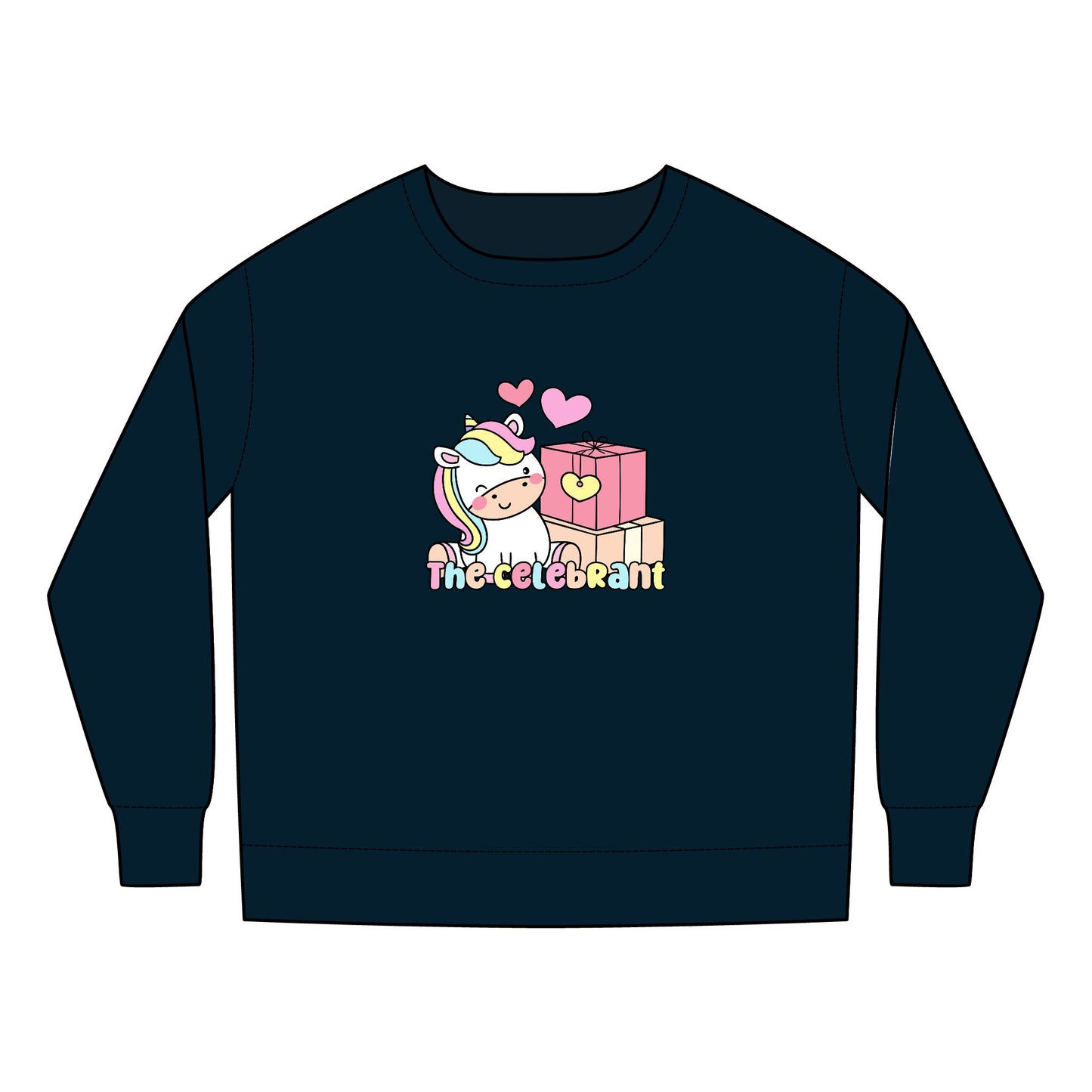 Toddler Sweatshirt with Hearts and Gifts - Birthday Girl Clipart with Wild Animal Print