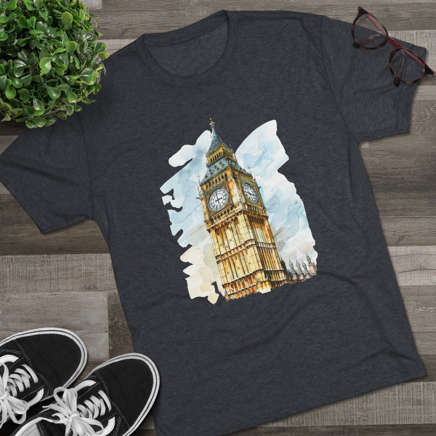 Iconic Big Ben Clock Tower Soft  Unisex Tri-Blend Crew Tee