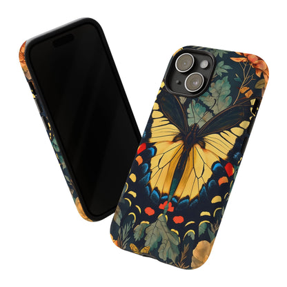 Butterfly Floral Phone Case, Art-inspire Tough Case, Gift for Nature Lovers, Butterfly Pattern Cover, Eco-Friendly Mobile Accessory