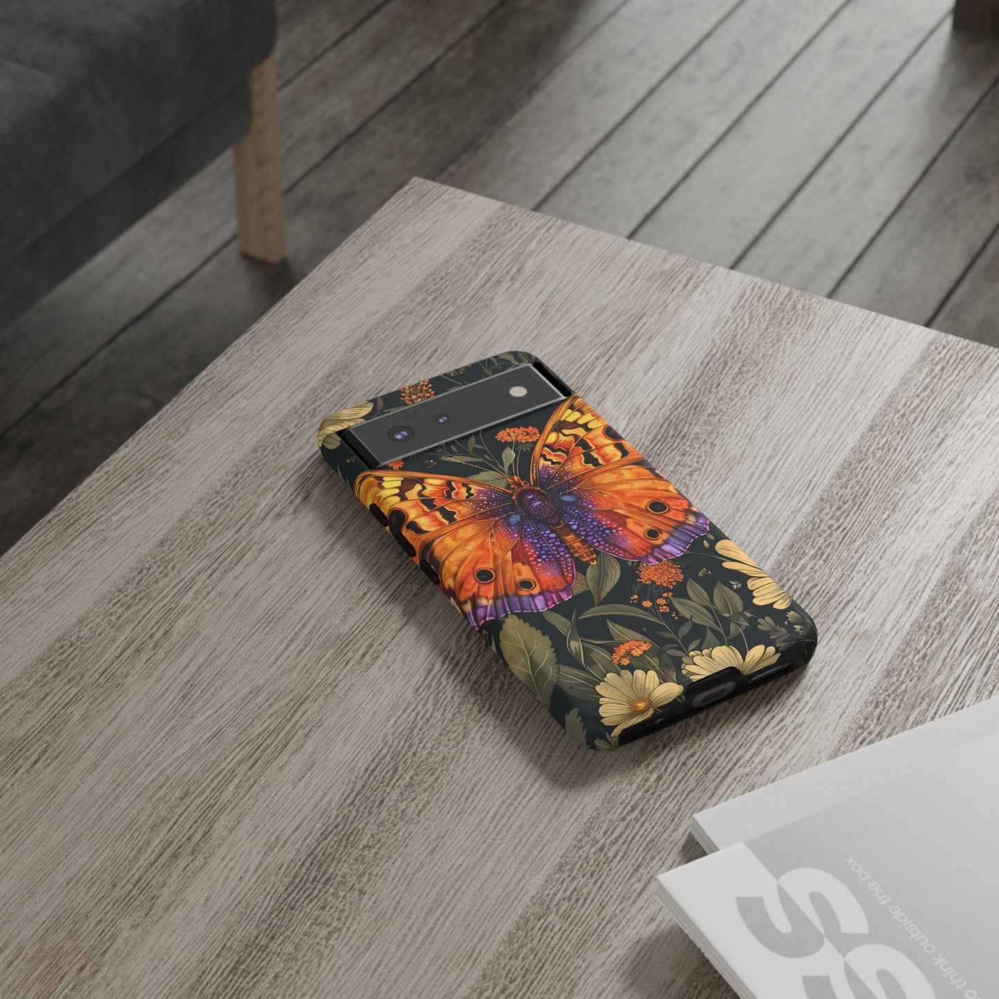Butterfly Phone Case, Tough Cases for Nature Lovers, Vibrant Floral Design, Gift for Her, Cute Phone Accessories, Butterfly Artwork