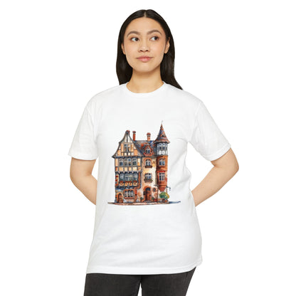 Unisex CVC Jersey T-shirt - Village Serenity - The Classic English Countryside Home