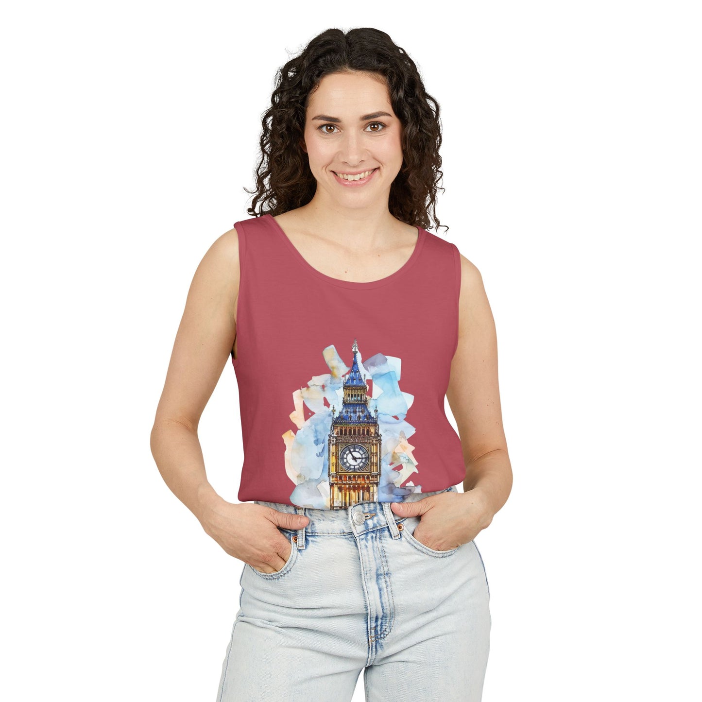 Unisex Garment-Dyed Tank Top - Historic Hands - The UK’s Clock Tower