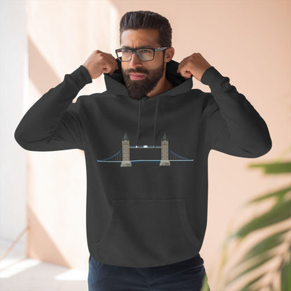 Tower Bridge - Iconic London Relaxed Three-Panel Fleece Hoodie