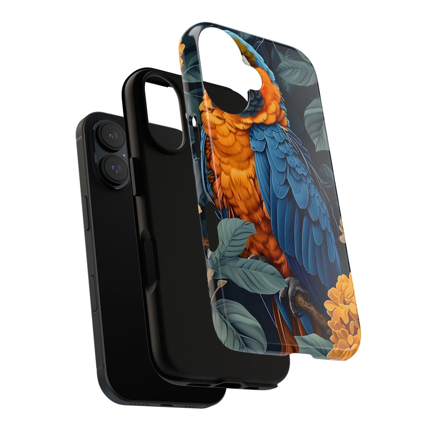 Tropical Parrot Phone Case - Tough Cases, Colorful Phone Cover, Nature Lover Gift, Floral Design, Bird Lover Accessory