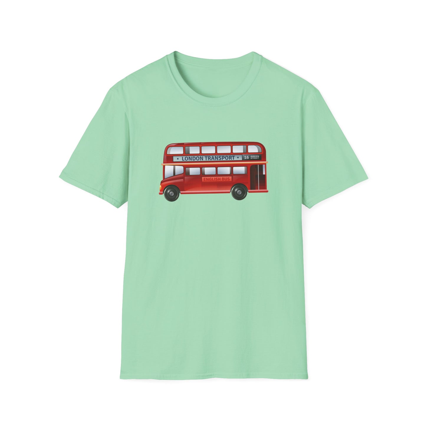London Transport English Bus - Iconic Red Double-Decker Relaxed Unisex Softstyle T-Shirt