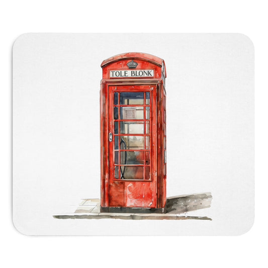 Vintage Red Telephone Box Mouse Pad, Cute Desk Accessory, Engaging Office Gift, Retro Home Décor, Perfect for UK Lovers