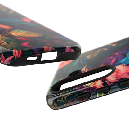 Vibrant Phone Case, Tropical Bird Design, Tough Phone Cover, Floral Tech Accessory, Gift for Nature Lovers