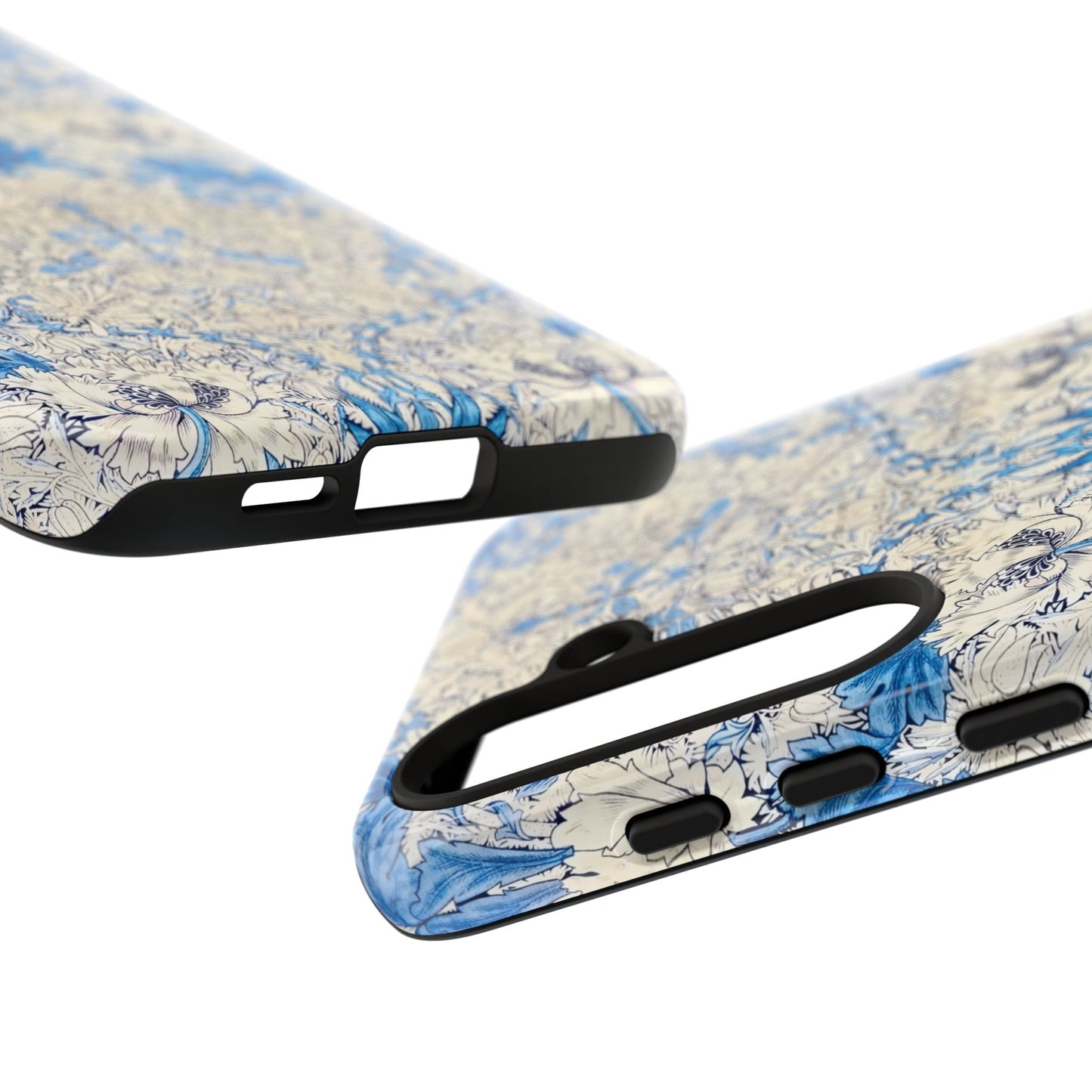 Elegant Floral Phone Case, Tough iPhone Cover, Stylish Mobile Protector, Blue Patterned Case, Unique Gift for Her