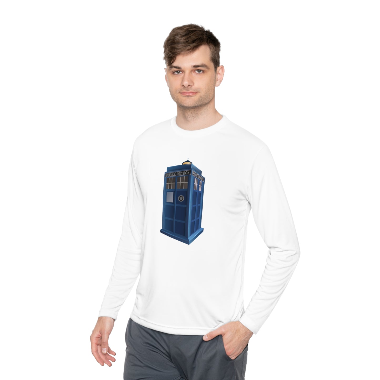 Unisex Lightweight Long Sleeve Tee - British Police Public Call Box - Iconic TARDIS Design