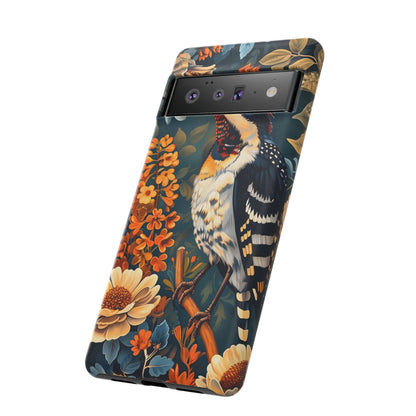 Tough Cases: Floral Bird Phone Case, Vintage Style Cover, Nature Lover Gift, Botanical Design, Spring Inspire Fashion
