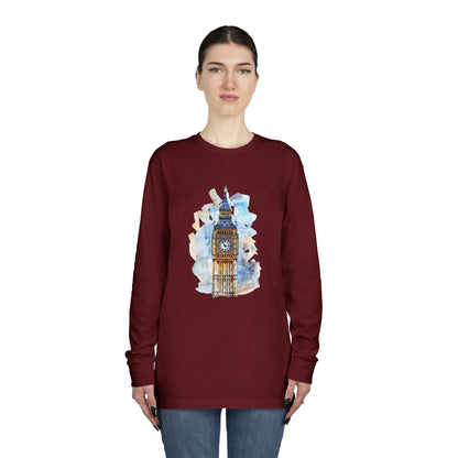 Long Sleeve Crewneck Tee - Keeping Time - The Clock Tower of Westminster