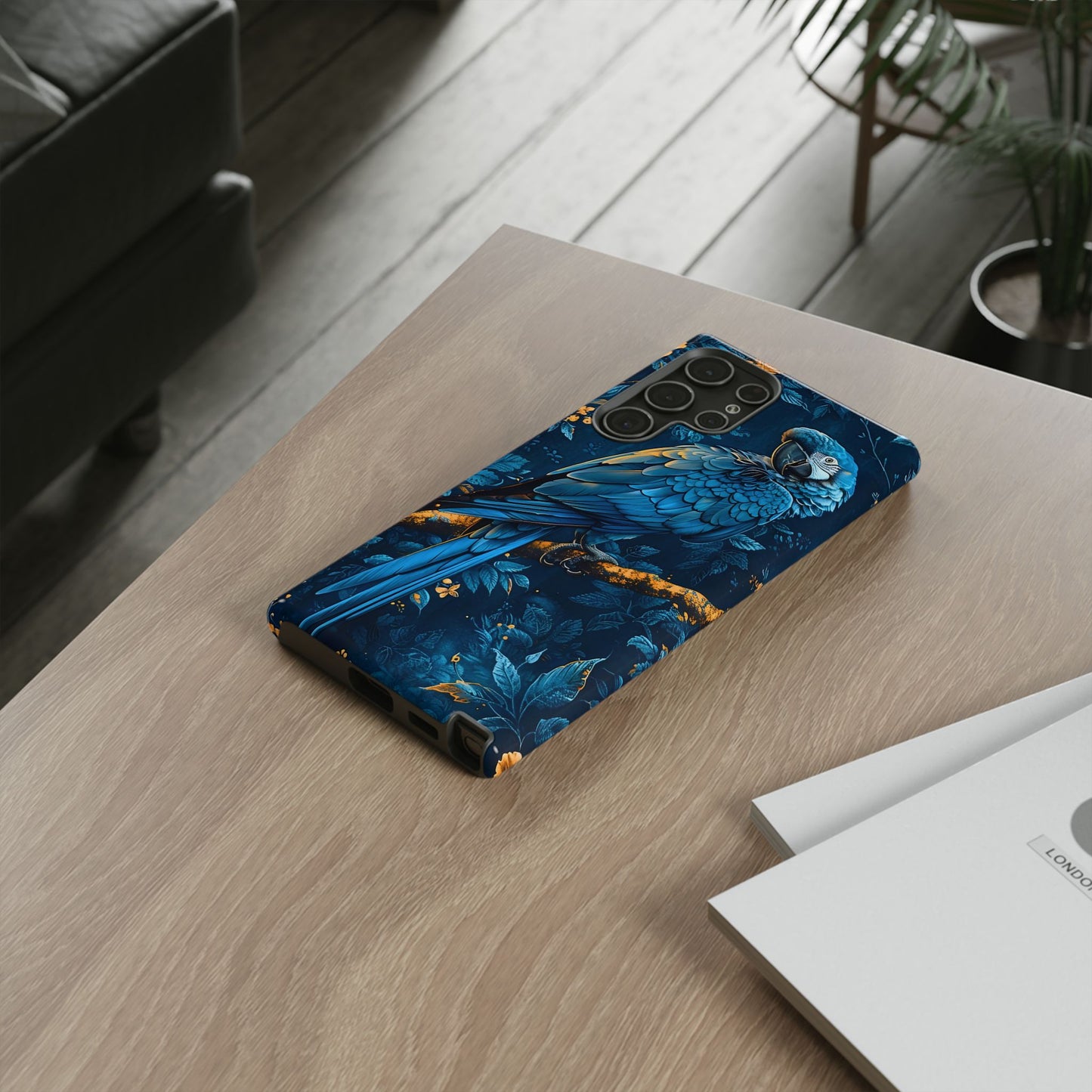 Tough Cases - Vibrant Blue Parrot Phone Case, Tropical Bird Phone Cover, Nature Lover Gift, Eco-Friendly Accessories, Unique Wildlife Decor