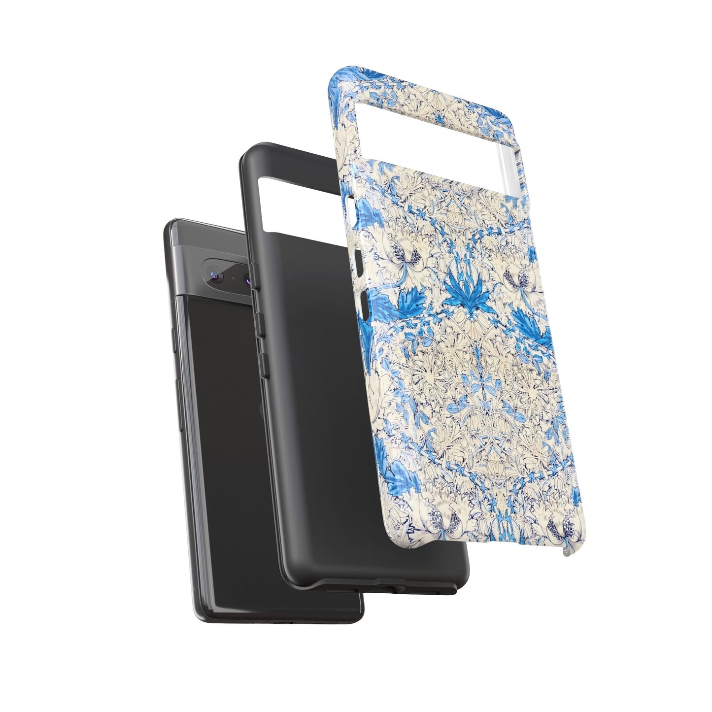 Elegant Floral Phone Case, Tough iPhone Cover, Stylish Mobile Protector, Blue Patterned Case, Unique Gift for Her