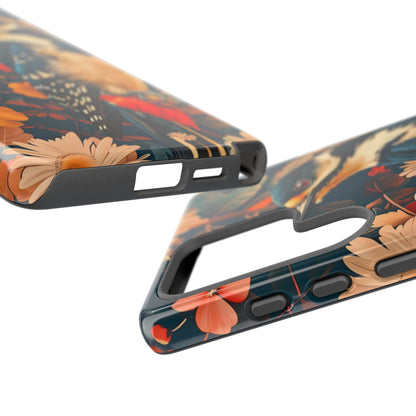 Artistic Bird Phone Case, Unique Tough Cases for Nature Lovers, Floral Design, Cute Gift, Customized Phone Accessories