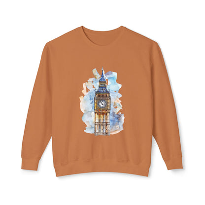 Unisex Lightweight Crewneck Sweatshirt - Iconic Big Ben Clock Tower Design