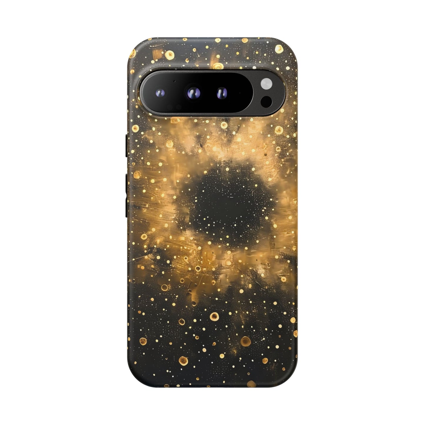 Stylish Phone Case with Golden Galaxy Design, Tough Phone Cover, Trendy Mobile Accessory, Gift for Space Lovers, Protective Phone Shell