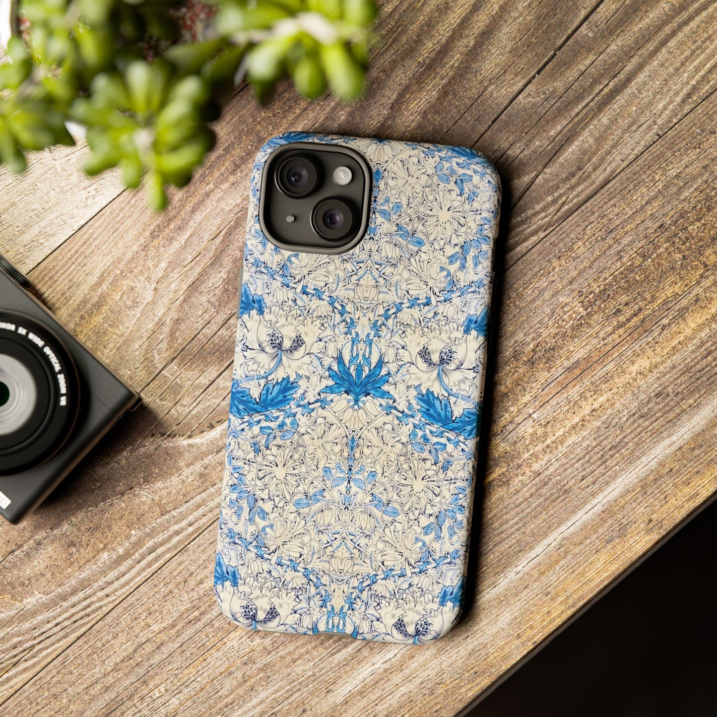 Elegant Floral Phone Case, Tough iPhone Cover, Stylish Mobile Protector, Blue Patterned Case, Unique Gift for Her