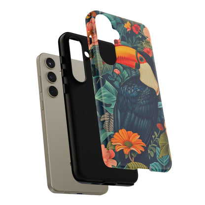 Tropical Toucan Phone Case - Cute Animal Design, Nature Lover Gift, Floral Pattern, Bird Lover Accessory, Summer Vibes