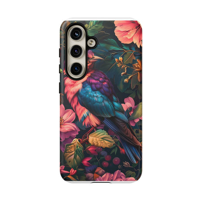 Tough Cases: Vibrant Tropical Bird Phone Case, Floral Smartphone Cover, Nature Lover Gift, Boho Phone Accessory, Cute Bird Case