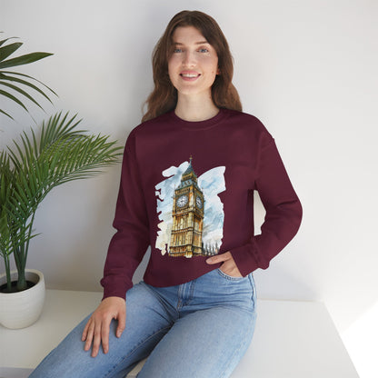 Unisex Heavy Blend™ Crewneck Sweatshirt - Towering Time - Big Ben and British Heritage