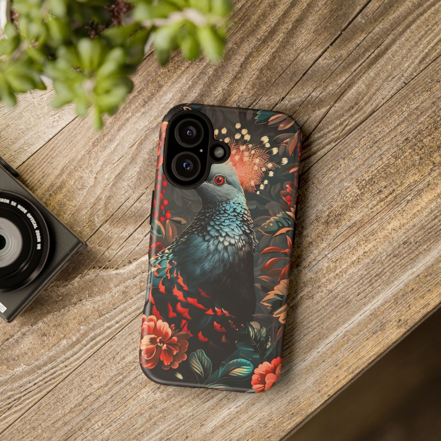 Floral Peacock Phone Case, Tough Cases, Artistic Phone Cover, Unique Gift, Nature Lover Accessory, Protective Case