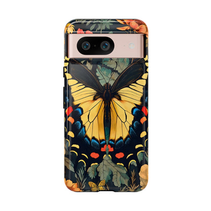 Butterfly Floral Phone Case, Art-inspire Tough Case, Gift for Nature Lovers, Butterfly Pattern Cover, Eco-Friendly Mobile Accessory
