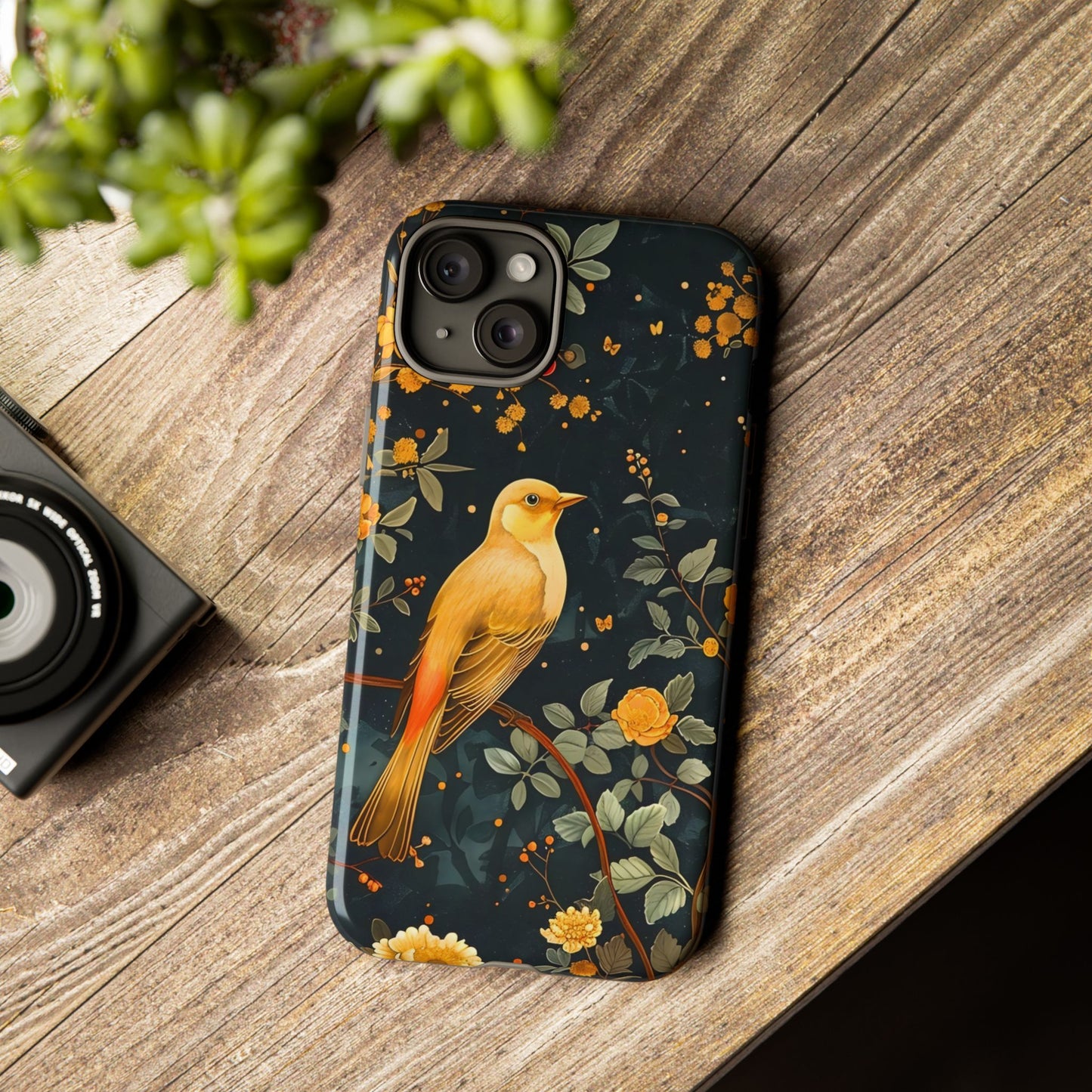 Floral Phone Case, Tough Cases with Bird Design, Nature Lover Gift, Stylish Protection, Birthday Present, Floral Phone Cover