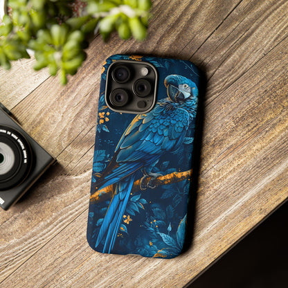 Tough Cases - Vibrant Blue Parrot Phone Case, Tropical Bird Phone Cover, Nature Lover Gift, Eco-Friendly Accessories, Unique Wildlife Decor