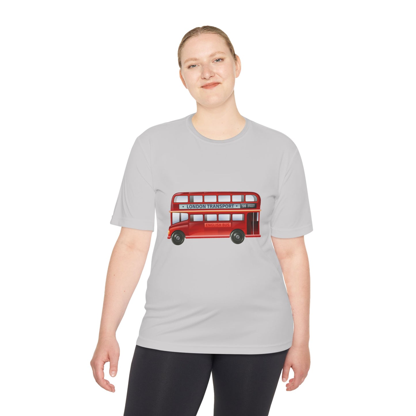 Unisex Moisture Wicking Tee - Vintage British Double-Decker Bus Art Print