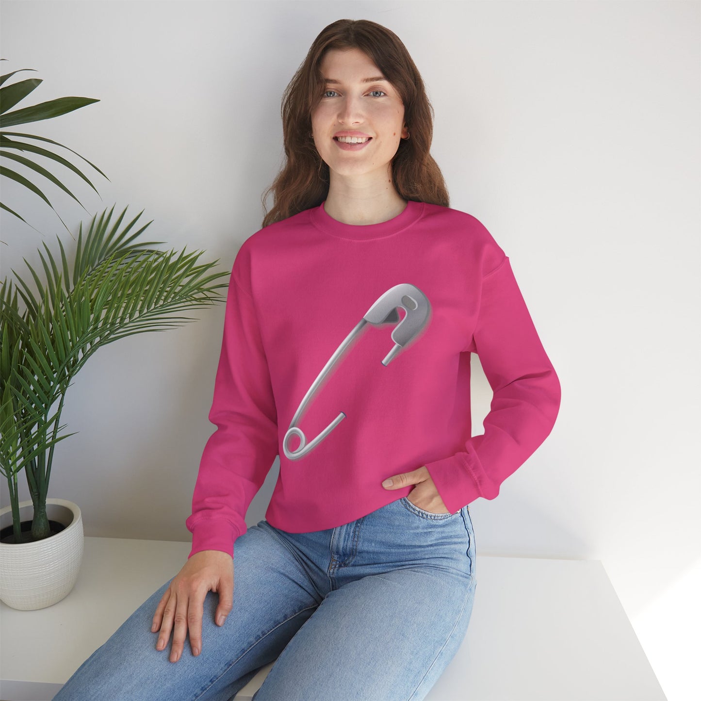 Unisex Heavy Blend™ Crewneck Sweatshirt - Minimalist Safety Pin Design