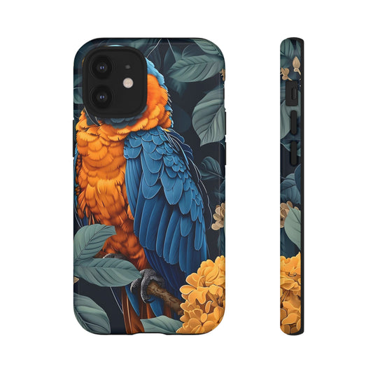 Tropical Parrot Phone Case - Tough Cases, Colorful Phone Cover, Nature Lover Gift, Floral Design, Bird Lover Accessory