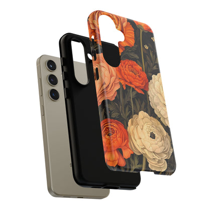 Floral Phone Case with Tough Protection, Blooming Ranunculus Design, Durable Cover, Gift for Flower Lovers, Eco-Friendly Phone Accessory