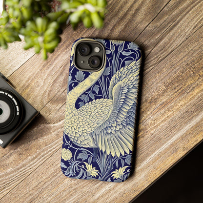 Elegant Swan Phone Case, Floral Design, Tough Cases for Gift, Stylish Protection, Unique Phone Accessory, Modern Floral Art
