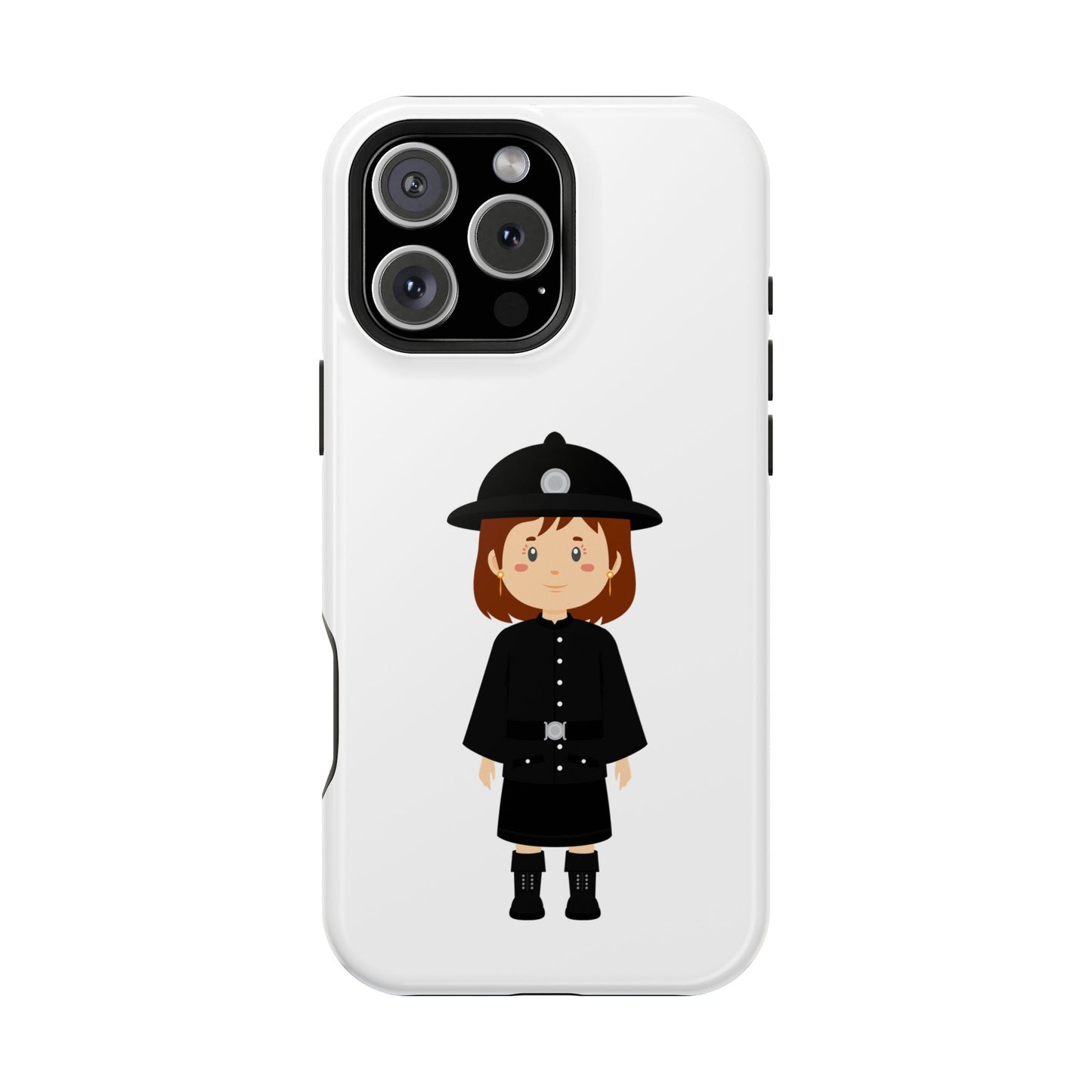 Cute Police Officer Magnetic Tough Case for iPhone, Gift for Police Lovers, Kid's Phone Case, Durable Protector, Fun Design