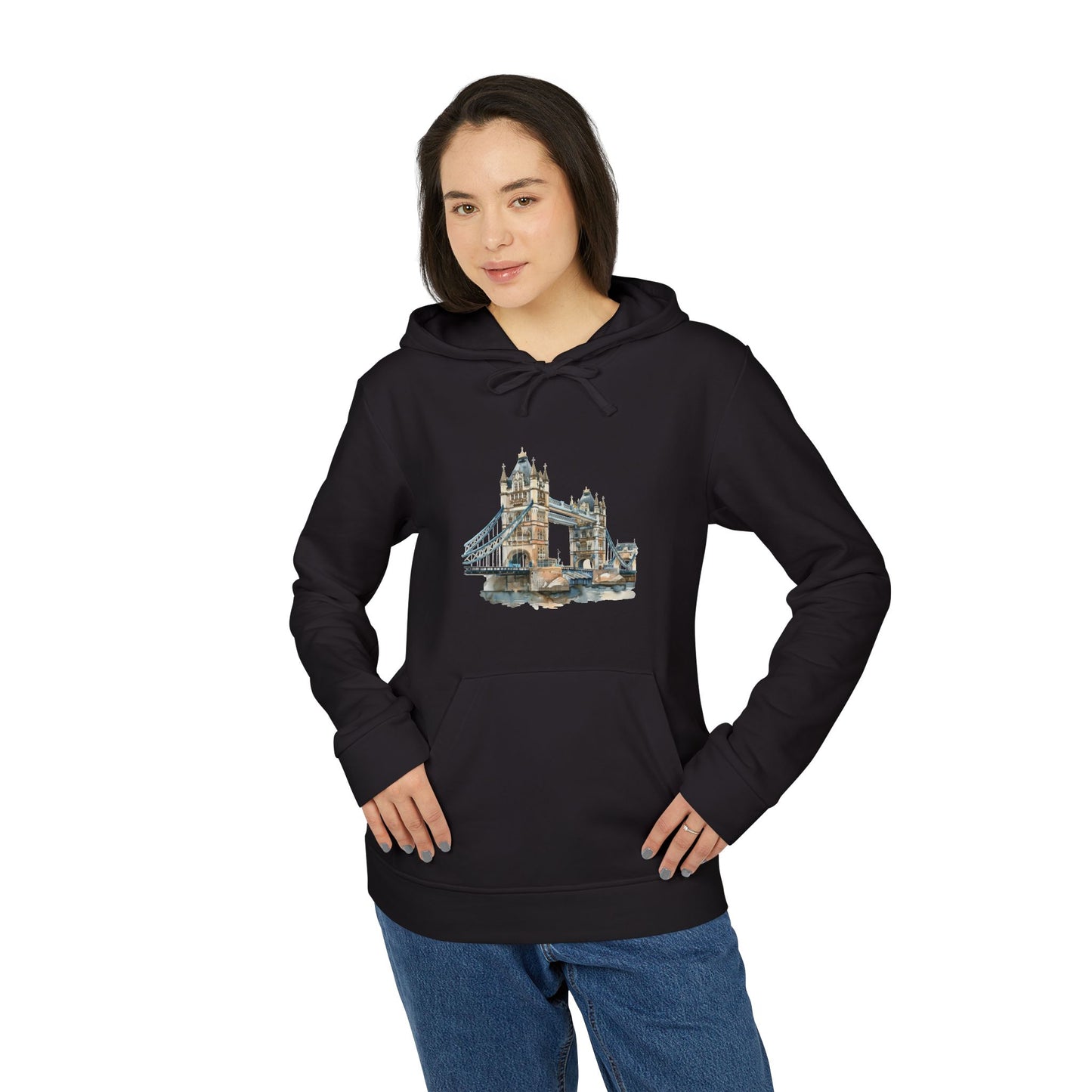Fleece Hoodie - Unisex Adidas Apparel - London Bridge - Iconic Landmark and Historical Beauty