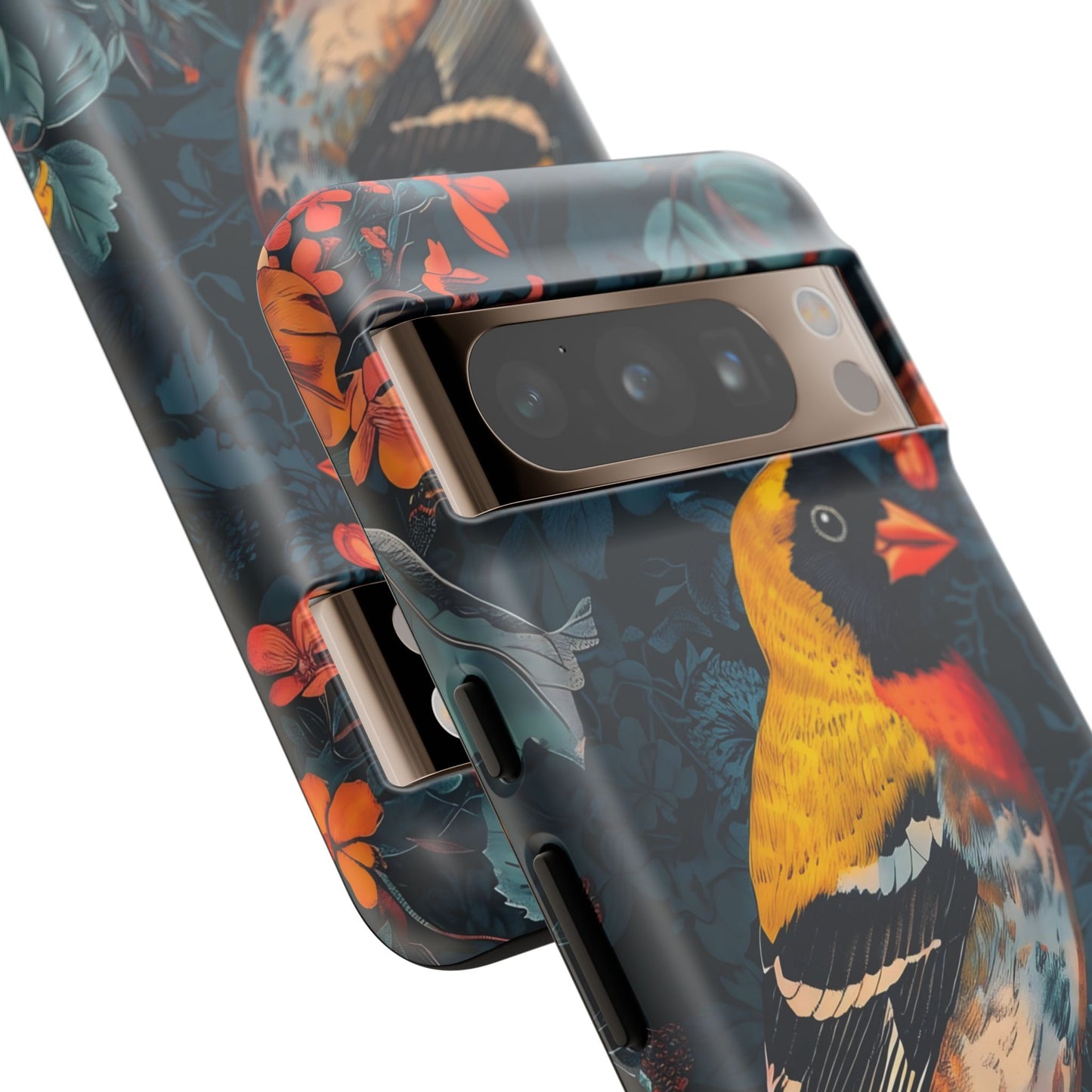 Colorful Bird Phone Case, Floral Phone Cover, Tough Phone Protector, Nature Lover Gift, Botanical Case, Unique Mobile Accessory
