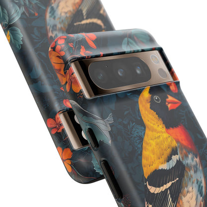 Colorful Bird Phone Case, Floral Phone Cover, Tough Phone Protector, Nature Lover Gift, Botanical Case, Unique Mobile Accessory