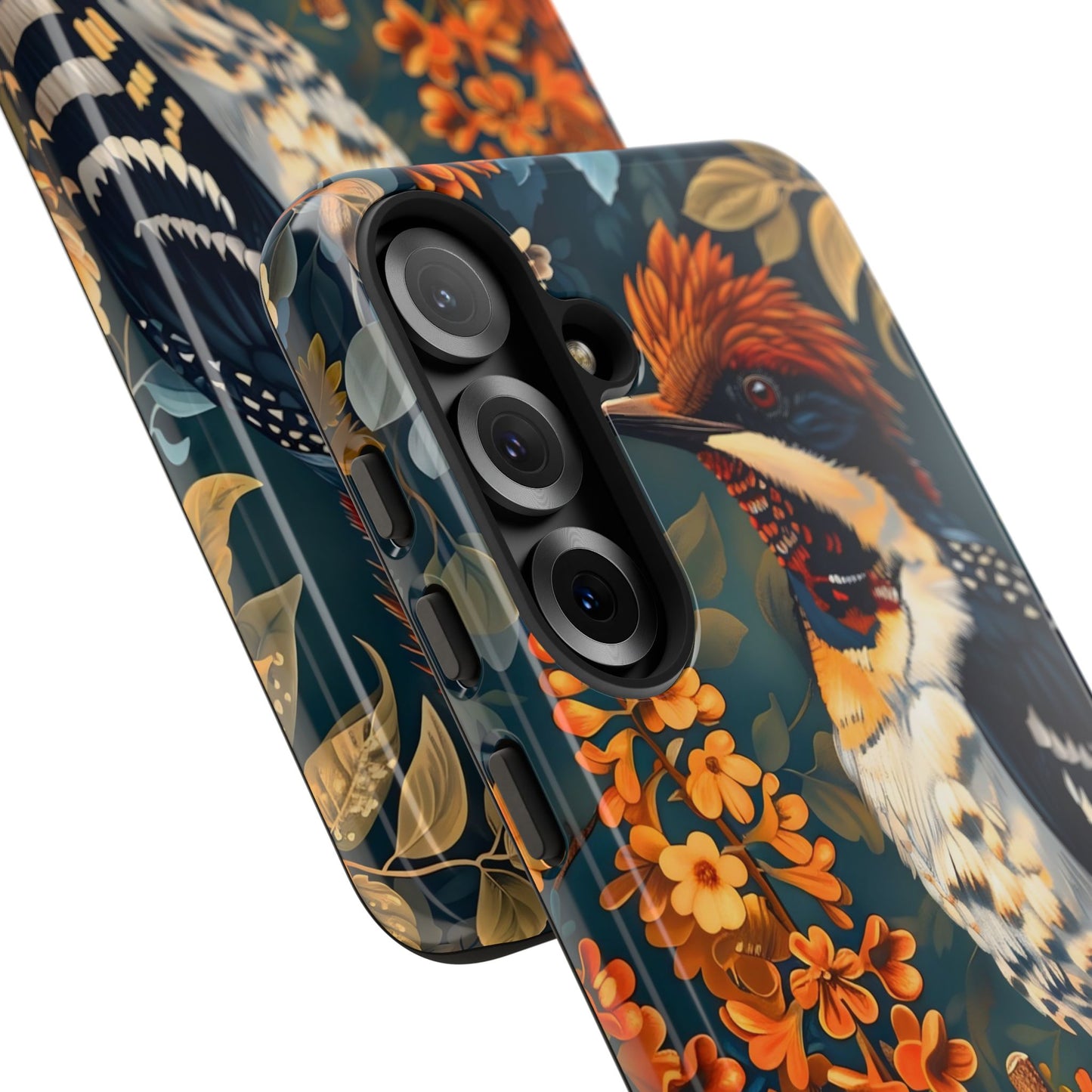 Tough Cases: Floral Bird Phone Case, Vintage Style Cover, Nature Lover Gift, Botanical Design, Spring Inspire Fashion