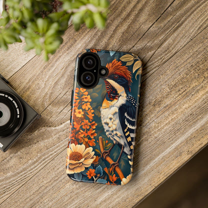 Tough Cases: Floral Bird Phone Case, Vintage Style Cover, Nature Lover Gift, Botanical Design, Spring Inspire Fashion