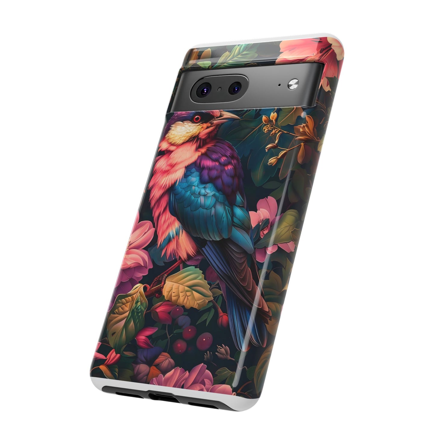 Tough Cases: Vibrant Tropical Bird Phone Case, Floral Smartphone Cover, Nature Lover Gift, Boho Phone Accessory, Cute Bird Case