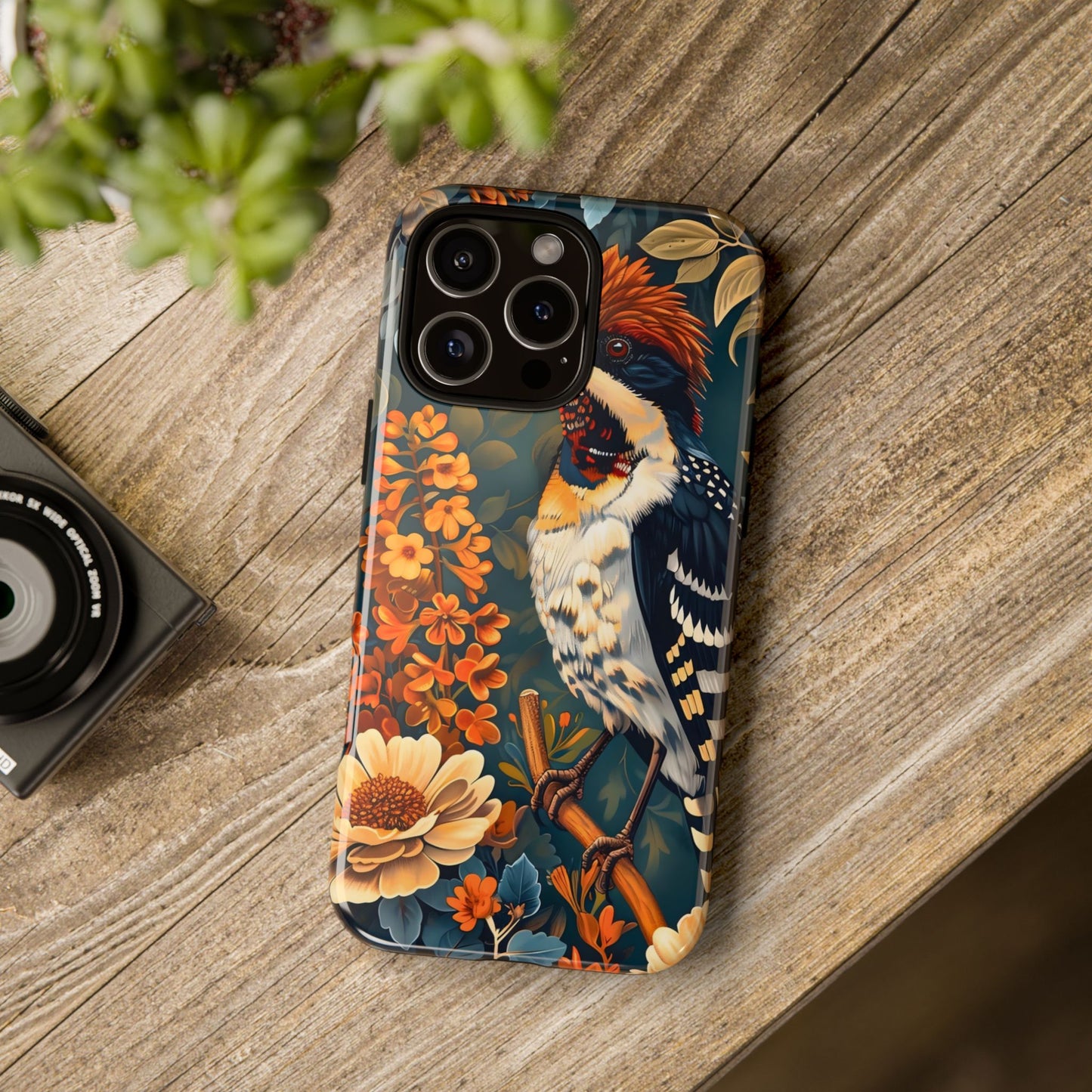Tough Cases: Floral Bird Phone Case, Vintage Style Cover, Nature Lover Gift, Botanical Design, Spring Inspire Fashion