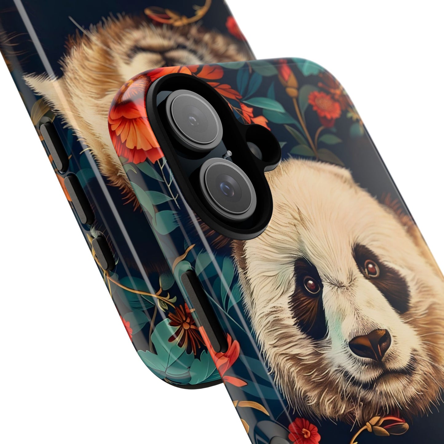 Panda Floral Phone Case, Tough Cases, Cute Animal Case, Floral Design, Gifts for Animal Lovers, Phone Accessories