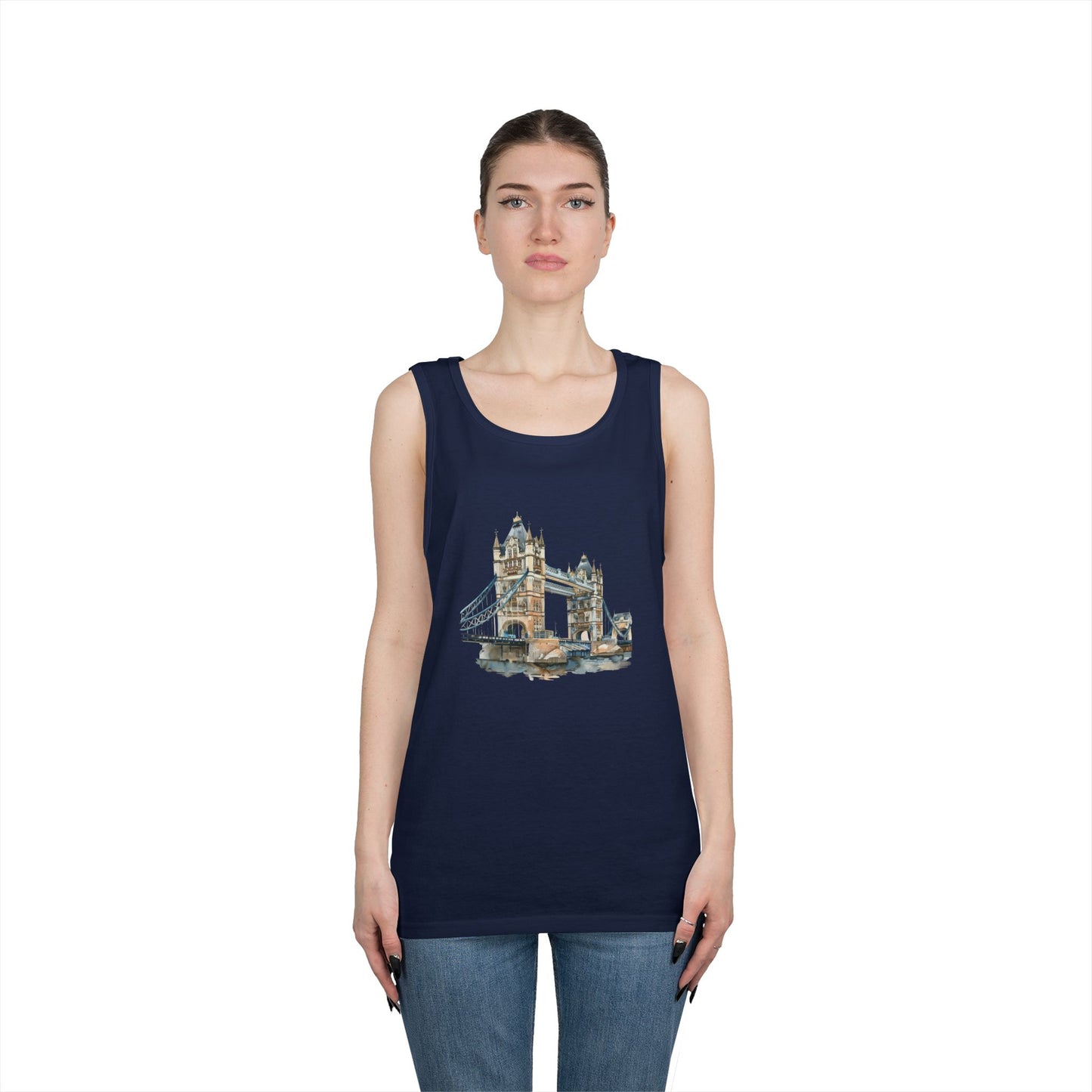 Unisex Heavy Cotton Tank Top - London Bridge - Iconic Landmark and Historical Beauty