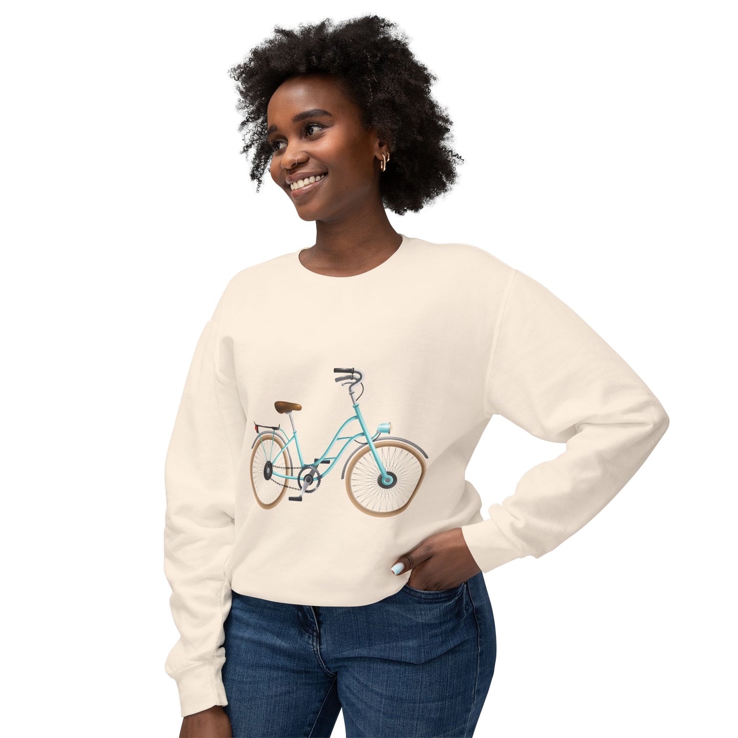 Unisex Lightweight Crewneck Sweatshirt - Classic Bicycle Illustration - London Style
