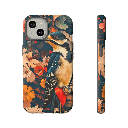 Artistic Bird Phone Case, Unique Tough Cases for Nature Lovers, Floral Design, Cute Gift, Customized Phone Accessories