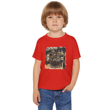 Toddler T-Shirt with Whimsical Bar Scene Design - Rustic Bar Interior Watercolor Painting
