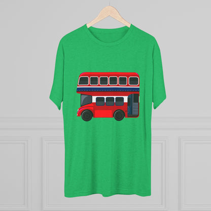 London Transport English Bus - Iconic Red Double-Decker Classy Unisex Tri-Blend Crew Tee